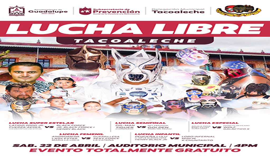 Presentan cartelera de lucha libre para comunidad de Tacoaleche